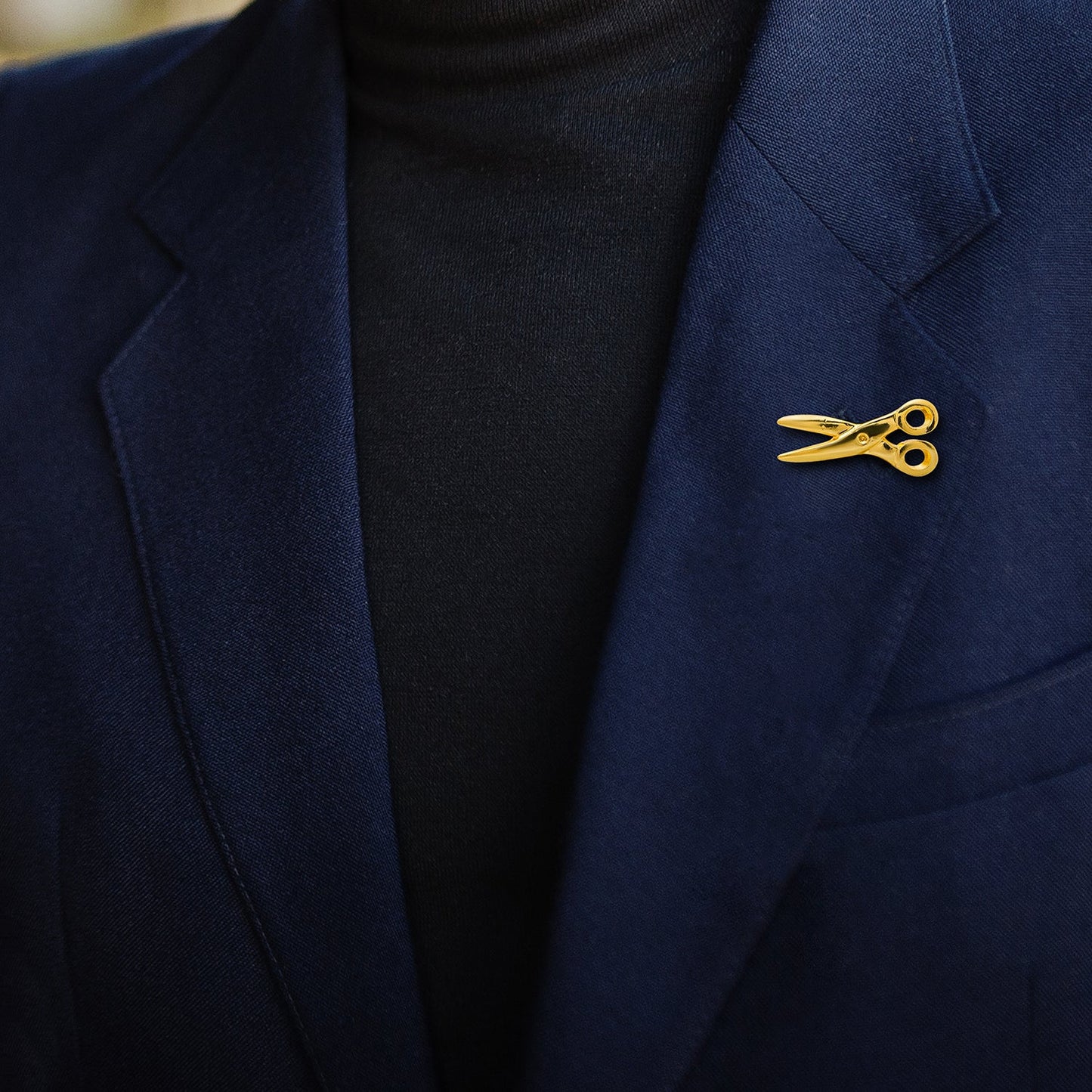 Shining Jewel Gold Plated Brooch/Lapel Pin For Men - Scissor Design SJ_9096 (G)