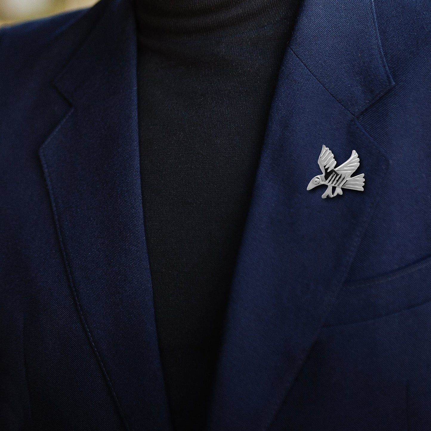 Shining Jewel Silver Plated Brooch/Lapel Pin For Men - Flying Bird Design SJ_9098 (S)