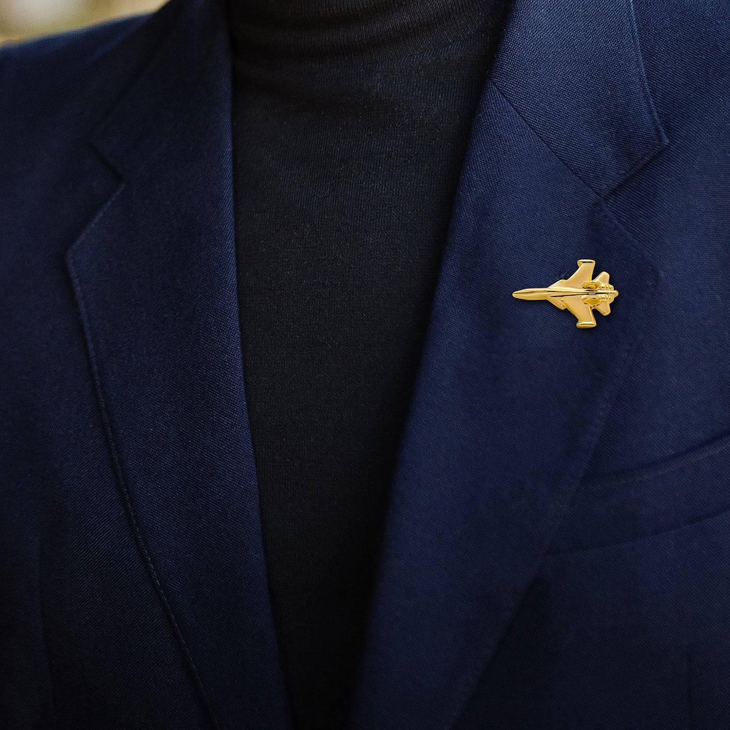 Shining Jewel Gold Plated Brooch/Lapel Pin For Men - Fighter Jet Aircraft Design SJ_9099 (G)
