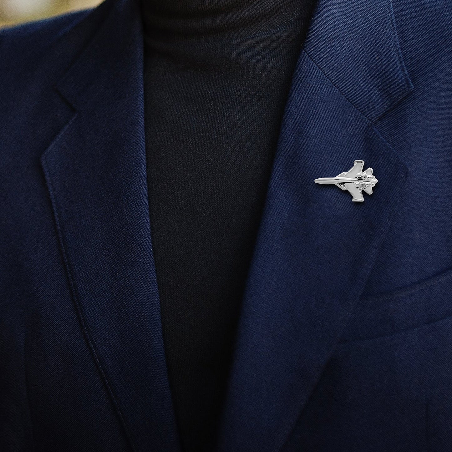 Shining Jewel Gold Plated Brooch/Lapel Pin For Men - Fighter Jet Aircraft Design SJ_9099 (S)