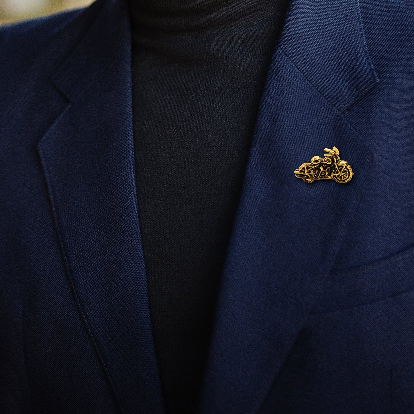 Shining Jewel Antique Gold Plated Brooch/Lapel Pin For Men - Motor Bike Design SJ_9100 (A.G)
