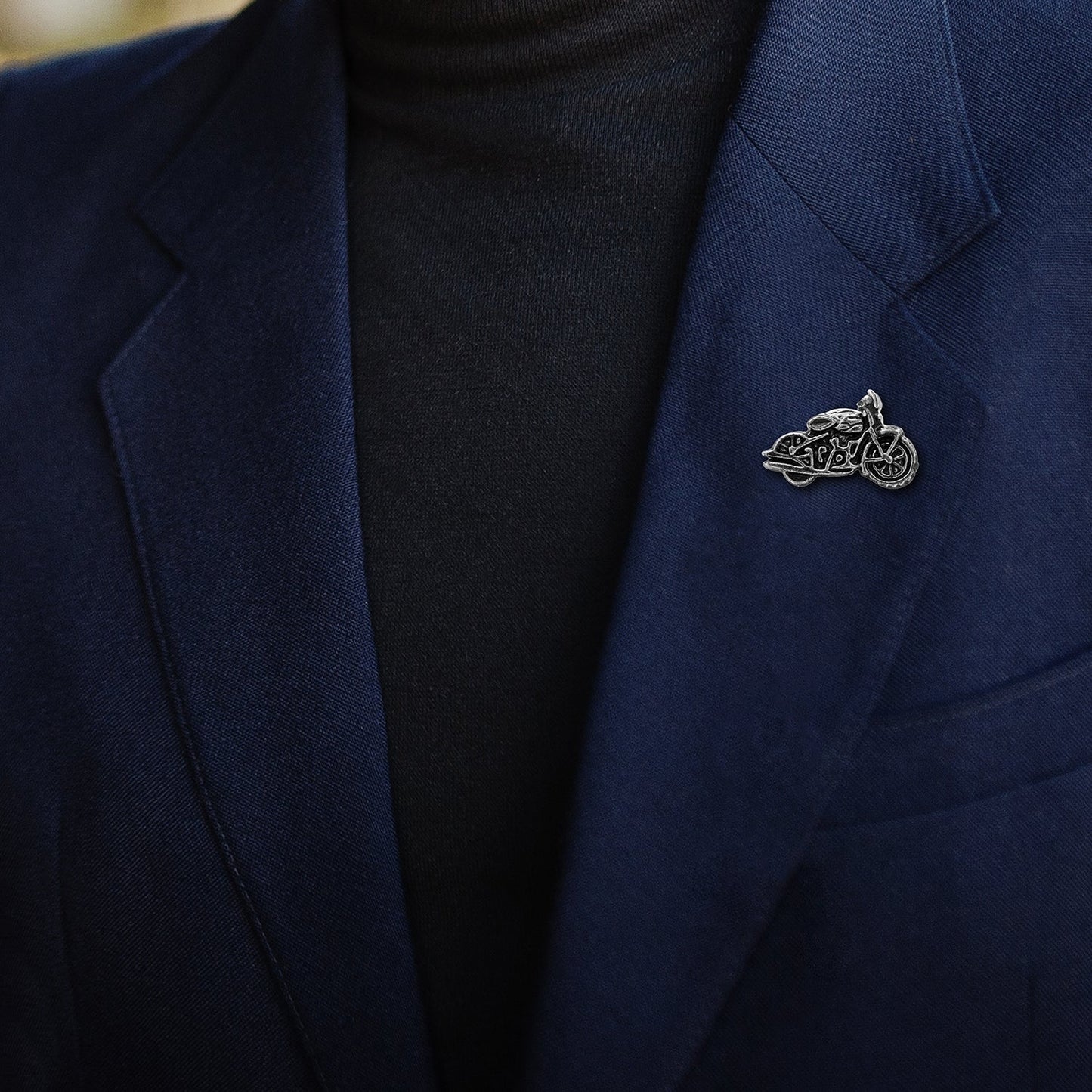 Shining Jewel Antique Silver Plated Brooch/Lapel Pin For Men - Motor Bike Design SJ_9100 (A.S)
