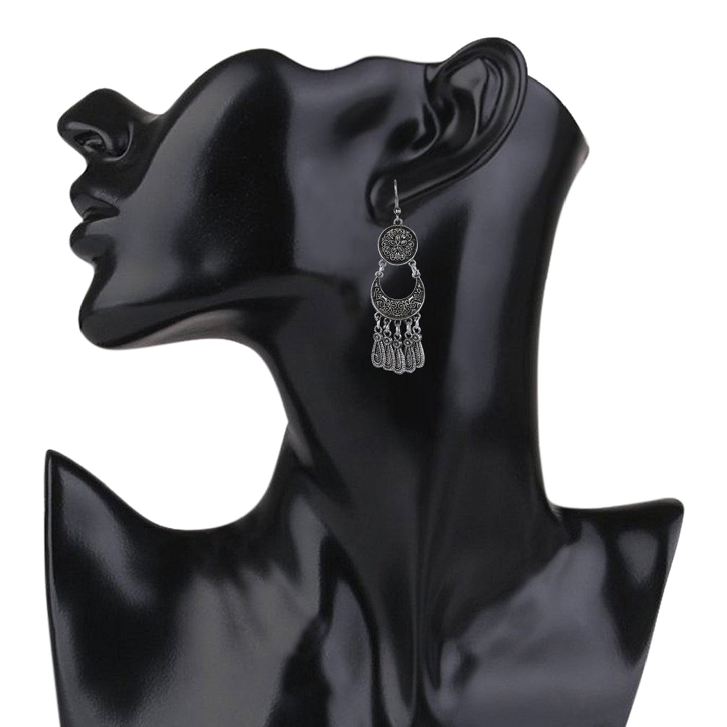 925 Antique Silver Oxidised Feather Earrings (SJ_954)