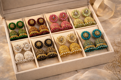 Traditional Multicolor Gold Plated CZ Jhumka Earrings Combo for Women (Pack of 8)