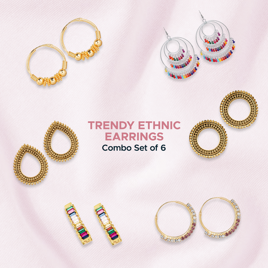 Trendy Ethnic Earrings - Set of 6