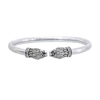 Traditional Indian Silver Plated Punjabi Sikh Brass Kada Bracelet for Men - (SJ_3584_S)