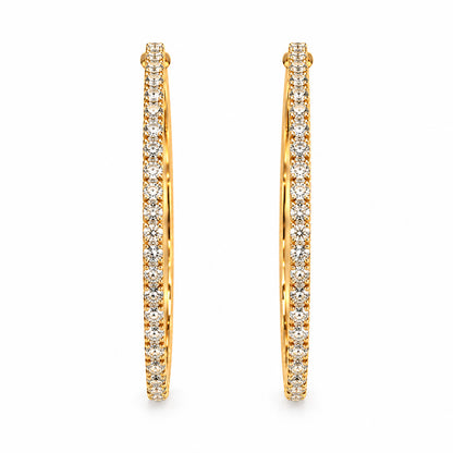 Moon Dust Gold Plated White CZ Studded Medium Sized Hoop Earrings for Women (MD_100_G)