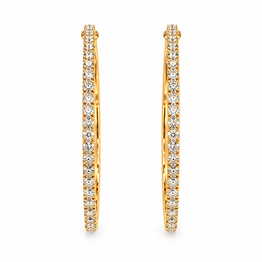 Moon Dust Gold Plated White CZ Studded Medium Sized Hoop Earrings for Women (MD_100_G)
