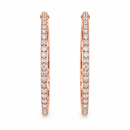 Moon Dust Rose Gold Plated White CZ Studded Medium Sized Hoop Earrings for Women (MD_100_RG)
