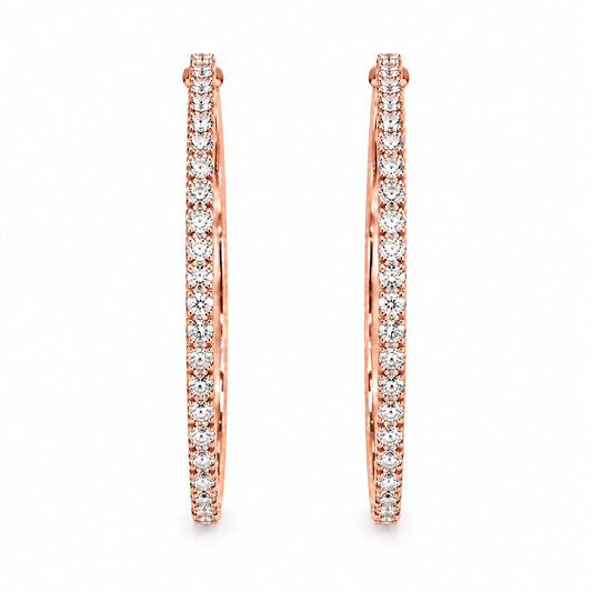 Moon Dust Rose Gold Plated White CZ Studded Medium Sized Hoop Earrings for Women (MD_100_RG)