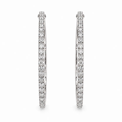 Moon Dust Silver Plated White CZ Studded Medium Sized Hoop Earrings for Women (MD_100_S)