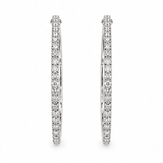 Moon Dust Silver Plated White CZ Studded Medium Sized Hoop Earrings for Women (MD_100_S)