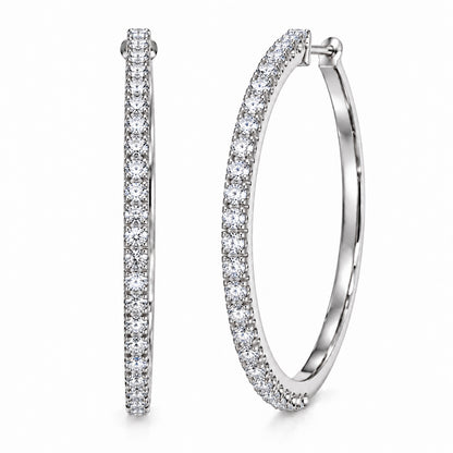 Moon Dust Silver Plated White CZ Studded Medium Sized Hoop Earrings for Women (MD_100_S)
