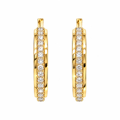Moon Dust Gold Plated White CZ Studded Medium Sized Hoop Earrings for Women (MD_103_G)