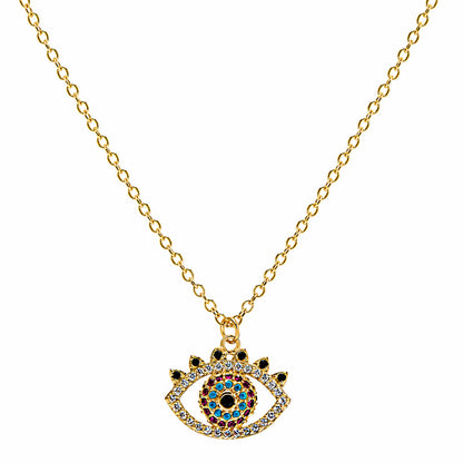 Gold Plated CZ Studded American Diamond Evil Eye Necklace For Girls, Teens & Women (MD_2100)