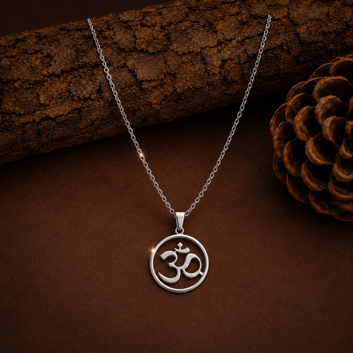 Silver Plated Om Charm Necklace For Girls, Teens & Women (MD_2106)
