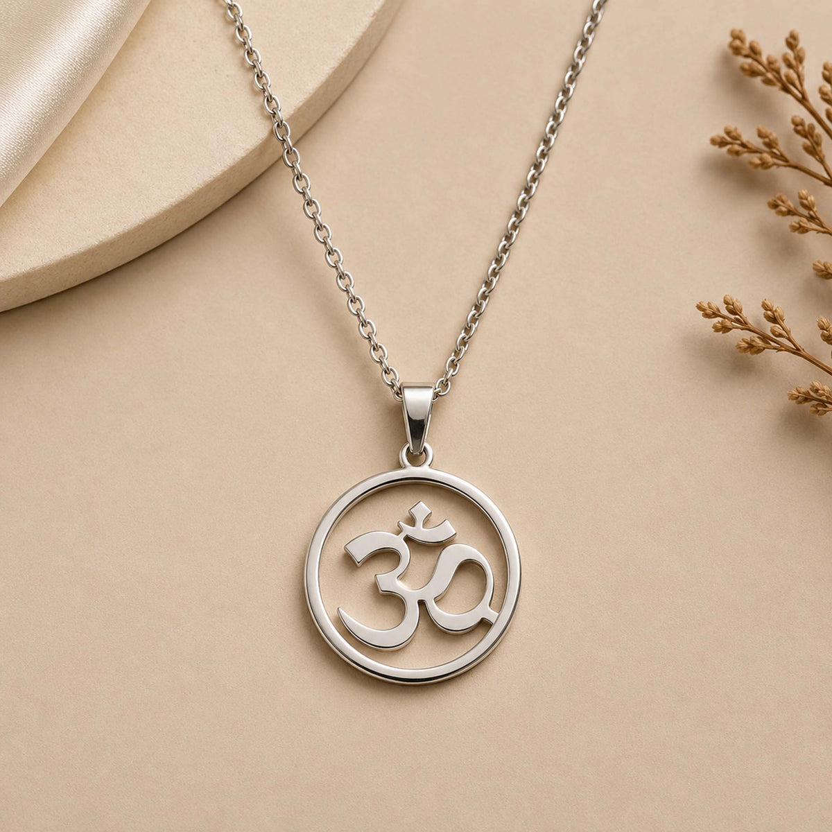 Silver Plated Om Charm Necklace For Girls, Teens & Women (MD_2106)
