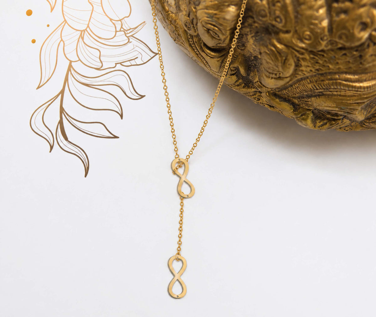 Gold Plated Stylish Designer Adjustable and Delicate Infinity Necklace Pendant For Girls, Teens & Women (MD_2109)