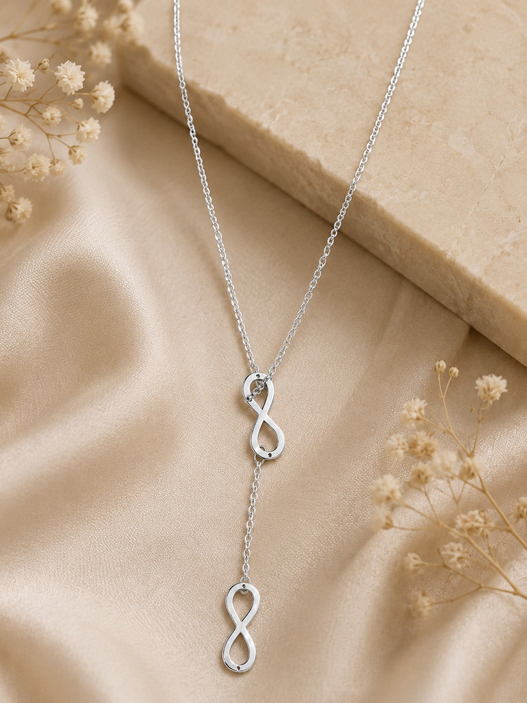 Silver Plated Stylish Designer Adjustable and Delicate Infinity Necklace Pendant For Girls, Teens & Women (MD_2110)