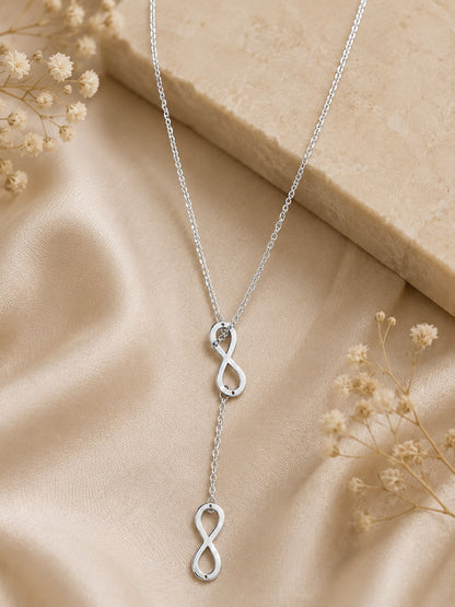 Silver Plated Stylish Designer Adjustable and Delicate Infinity Necklace Pendant For Girls, Teens & Women (MD_2110)