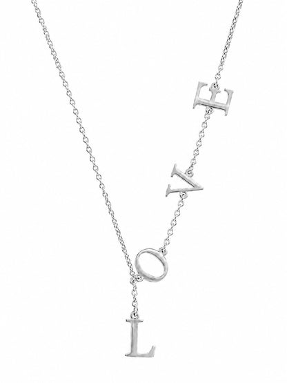 Silver Plated Stylish Designer Adjustable and Delicate Letter LOVE Necklace Pendant For Girls, Teens & Women (MD_2112)