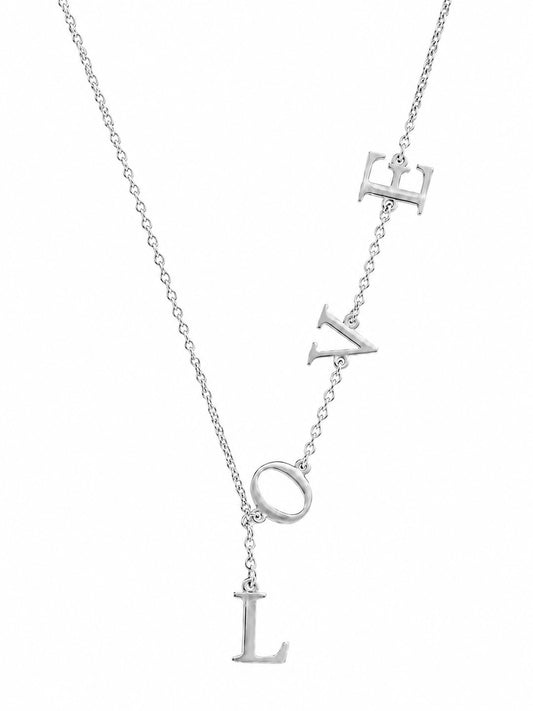 Silver Plated Stylish Designer Adjustable and Delicate Letter LOVE Necklace Pendant For Girls, Teens & Women (MD_2112)