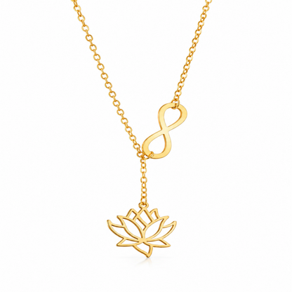 Gold Plated Stylish Designer Adjustable and Delicate Lotus & Infinity Necklace Pendant For Girls, Teens & Women (MD_2115)