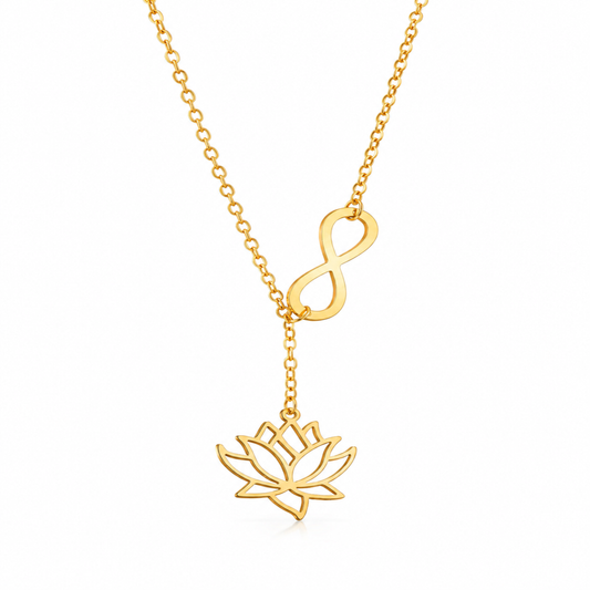 Gold Plated Stylish Designer Adjustable and Delicate Lotus & Infinity Necklace Pendant For Girls, Teens & Women (MD_2115)