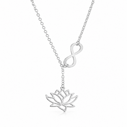Silver Plated Stylish Designer Adjustable and Delicate Lotus & Infinity Necklace Pendant For Girls, Teens & Women (MD_2116)