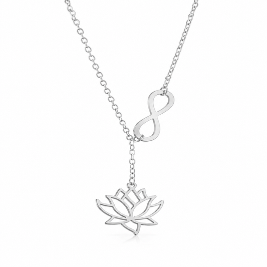 Silver Plated Stylish Designer Adjustable and Delicate Lotus & Infinity Necklace Pendant For Girls, Teens & Women (MD_2116)