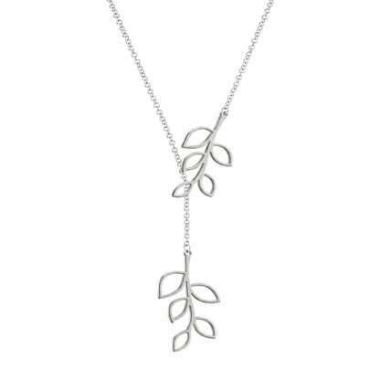 Silver Plated Stylish Designer Adjustable and Delicate Double Leafs Necklace Pendant For Girls, Teens & Women (MD_2118)