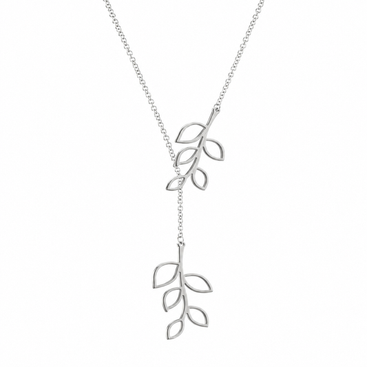 Silver Plated Stylish Designer Adjustable and Delicate Double Leafs Necklace Pendant For Girls, Teens & Women (MD_2118)