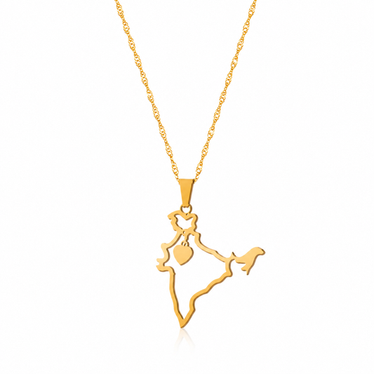 Gold Plated Stylish Designer Adjustable and Delicate India Map Necklace Pendant For Girls, Teens & Women (MD_2119)