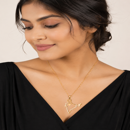 Gold Plated Stylish Designer Adjustable and Delicate India Map Necklace Pendant For Girls, Teens & Women (MD_2119)