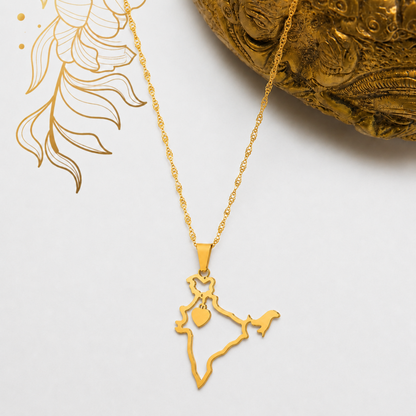 Gold Plated Stylish Designer Adjustable and Delicate India Map Necklace Pendant For Girls, Teens & Women (MD_2119)