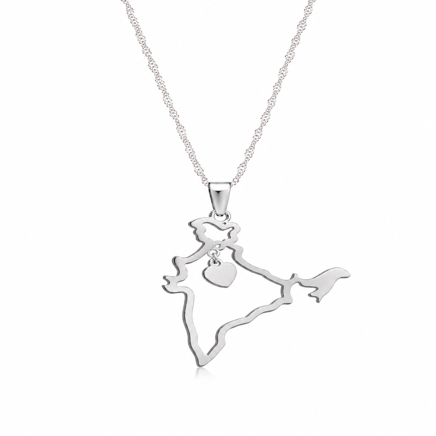 Silver Plated Stylish Designer Adjustable and Delicate India Map Necklace Pendant For Girls, Teens & Women (MD_2120)