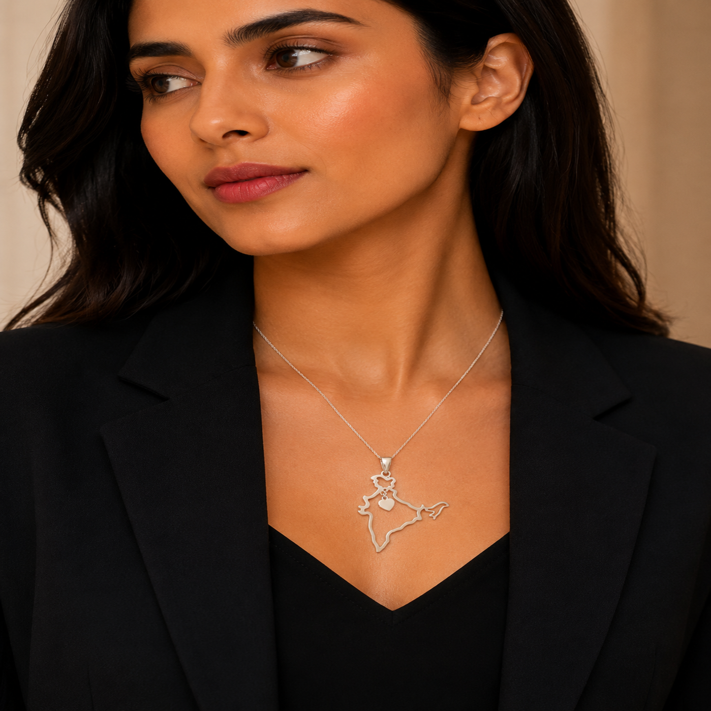 Silver Plated Stylish Designer Adjustable and Delicate India Map Necklace Pendant For Girls, Teens & Women (MD_2120)