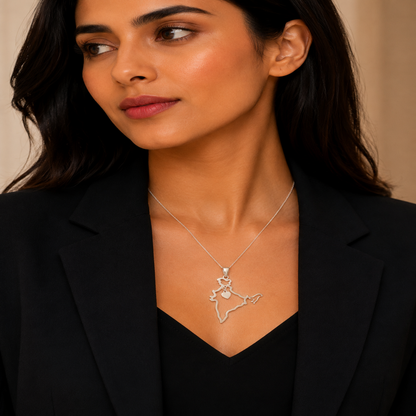 Silver Plated Stylish Designer Adjustable and Delicate India Map Necklace Pendant For Girls, Teens & Women (MD_2120)