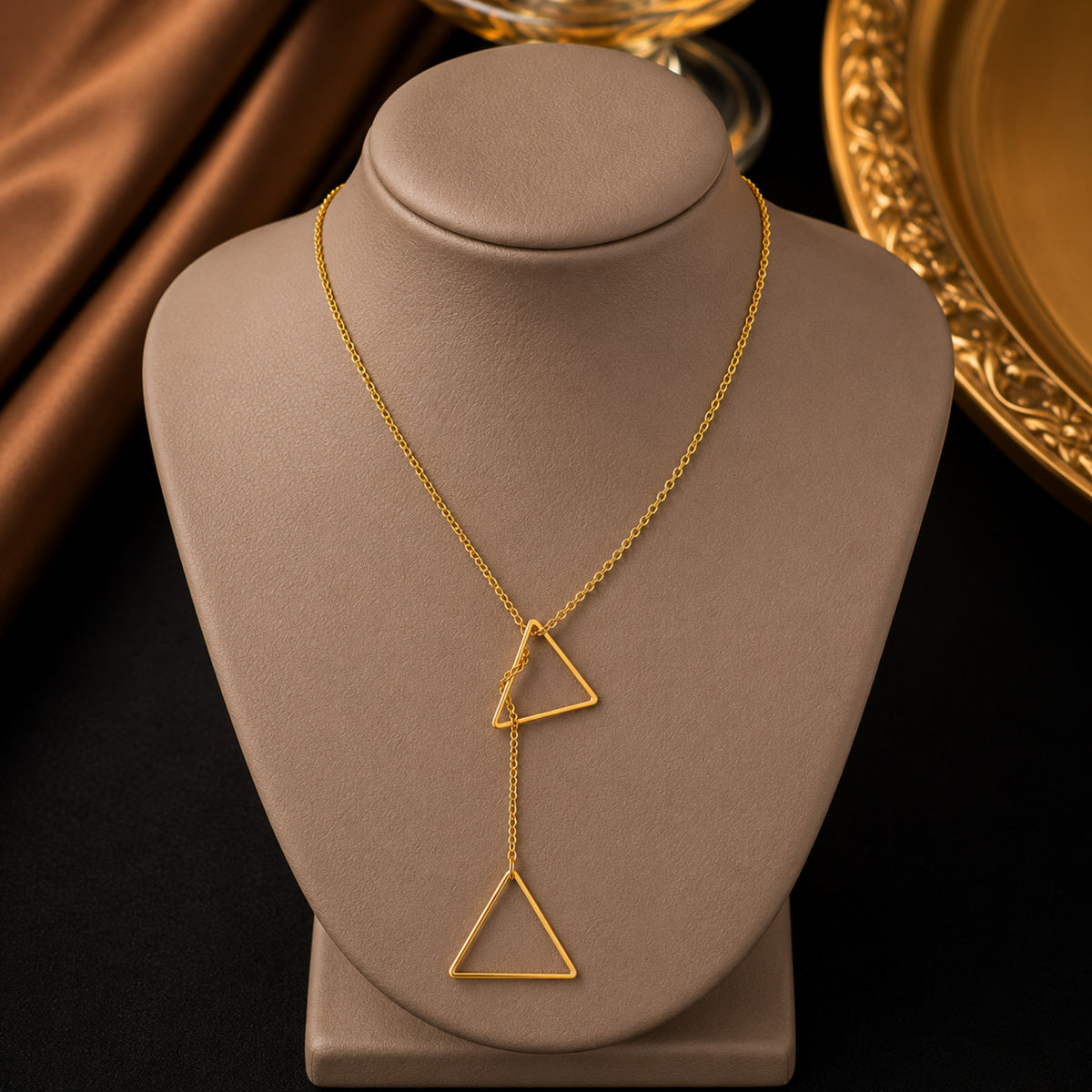 Gold Plated Stylish Designer Adjustable and Delicate Contemporary Geometric Pendent For Girls, Teens & Women (MD_2129)