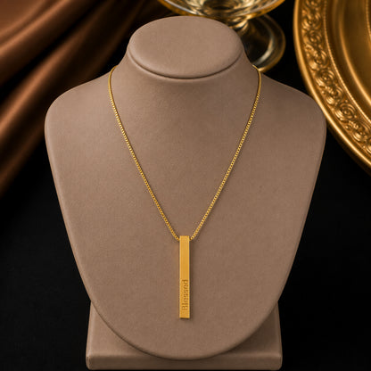 Gold Plated Stylish Designer Affirmation Bar Pendant Necklace For Girls, Teens & Women (MD_2131)