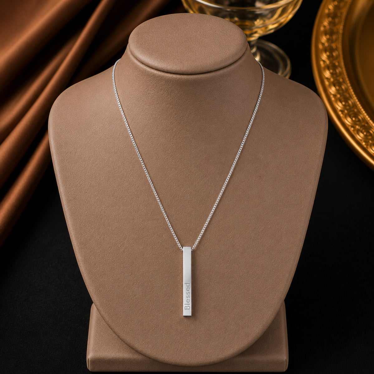 Silver Plated Stylish Designer Adjustable and Delicate Monolith shape Necklace Pendant For Girls, Teens & Women (MD_2132)