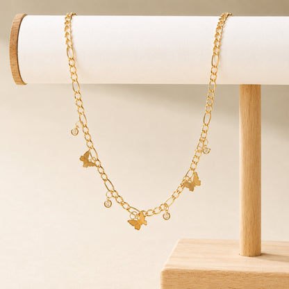 Gold Plated Stylish Designer Adjustable and Delicate Butterfly Necklace For Girls, Teens & Women (MD_2134)