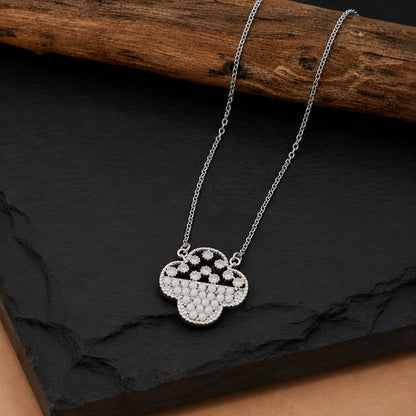 Gold Plated AD CZ Zircon Designer Flower Clover Pendant For Girls, Teens & Women MD_2136_S
