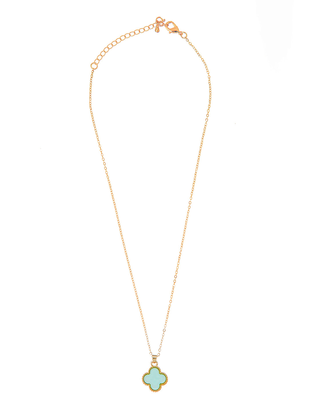 Moon Dust Gold Plated Designer Flower Clover Pendant With Matching Earring For Girls, Teens & Women