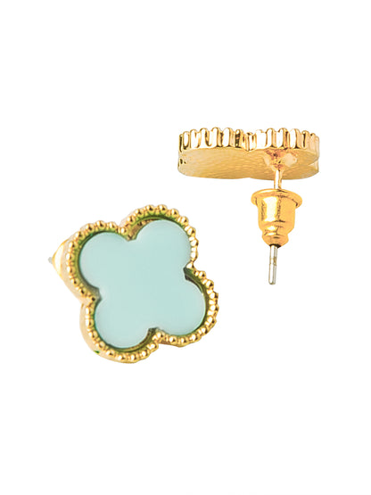 Moon Dust Gold Plated Designer Flower Clover Pendant With Matching Earring For Girls, Teens & Women