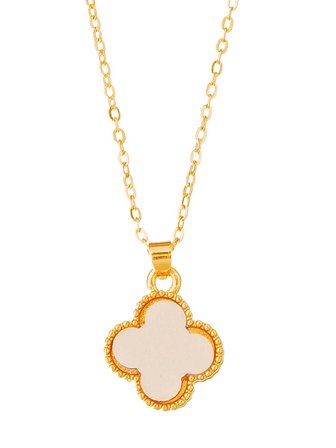 Moon Dust Gold Plated Designer Flower Clover Pendant With Matching Earring For Girls, Teens & Women