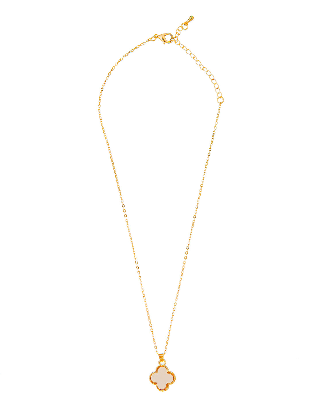 Moon Dust Gold Plated Designer Flower Clover Pendant With Matching Earring For Girls, Teens & Women