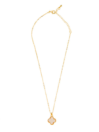 Moon Dust Gold Plated Designer Flower Clover Pendant With Matching Earring For Girls, Teens & Women