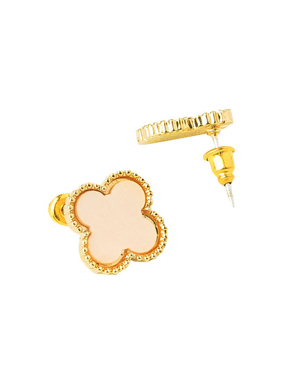 Moon Dust Gold Plated Designer Flower Clover Pendant With Matching Earring For Girls, Teens & Women