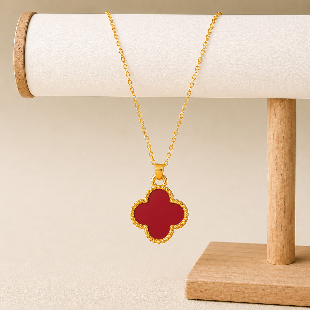 Gold Plated CZ Zircon Designer Flower Clover Pendant For Girls, Teens & Women (MD_2139_R)